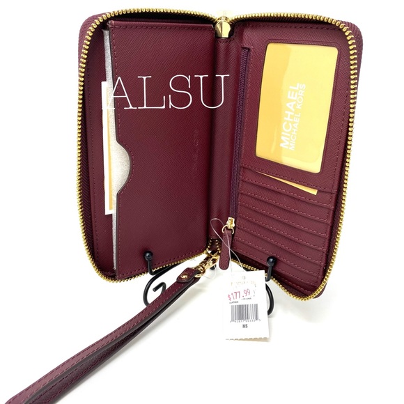 Michael Kors Flat Phone Case Merlot Burgundy Leath - Picture 6 of 8